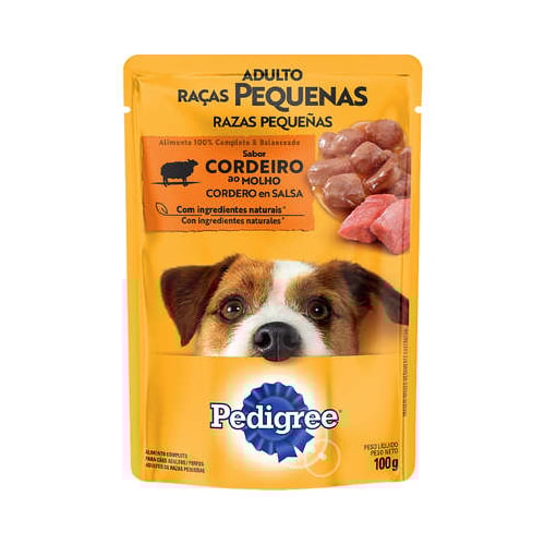 Sachê Pedigree Cordeiro ao Molho Cães Adultos Raças Pequenas 100g