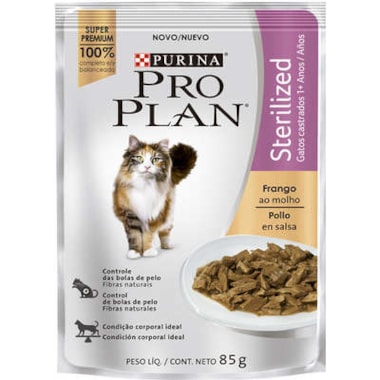Sachê Pro Plan Frango Sterilised Gatos Adultos Castrados 85g
