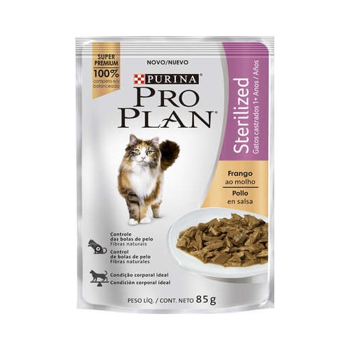 Sachê Pro Plan Frango Sterilised Gatos Adultos Castrados 85g