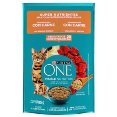 Sachê Purina One Super Nutrientes Carne Gatos Adultos 85g
