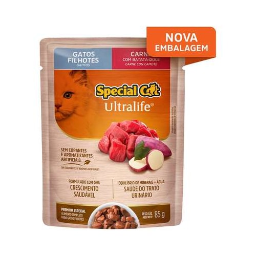 Sachê Special Cat Ultralife Carne Gatos Filhotes 85g