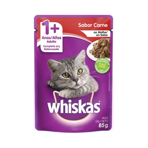 Sachê Whiskas Carne Gatos Adultos 85g