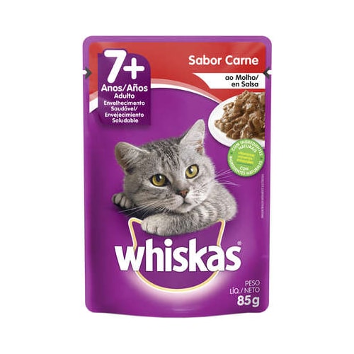Sachê Whiskas Carne Gatos Sênior +7 85g