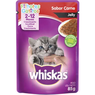 Sachê Whiskas Jelly Carne Gatos Filhotes 85g