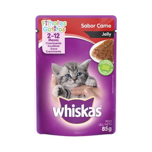 Sachê Whiskas Jelly Carne Gatos Filhotes 85g