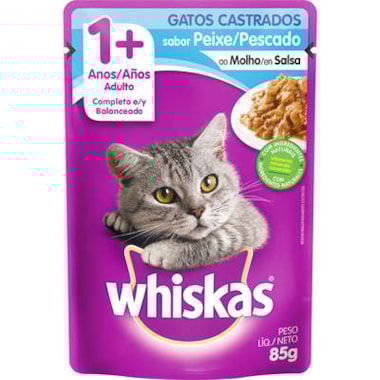 Sachê Whiskas Peixe Gatos Adultos Castrados 85g