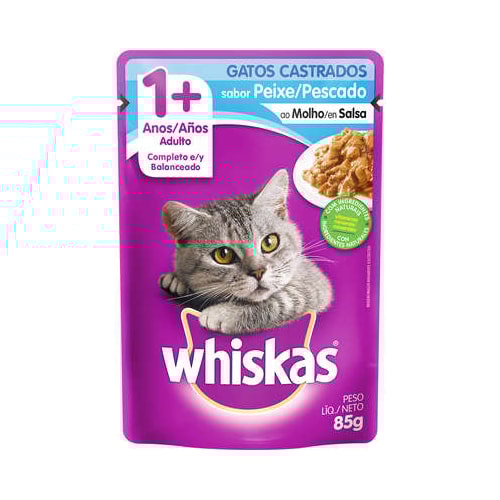 Sachê Whiskas Peixe Gatos Adultos Castrados 85g