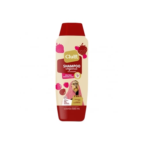 Shampoo Club Pet Vegano Frutas Vermelhas 2 em 1 500ml