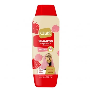 Shampoo Club Pet Vegano Morango 3 em 1 500ml