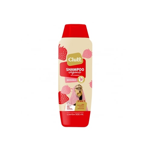 Shampoo Club Pet Vegano Morango 3 em 1 500ml