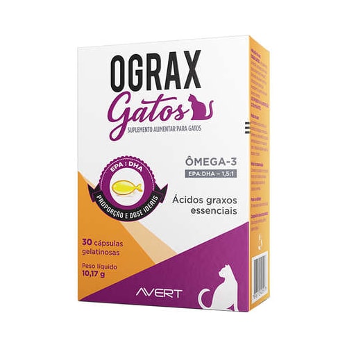 Suplemento Alimentar Ograx Gatos com 30 capsulas