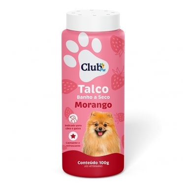 Talco Banho a Seco Club Pet Morango 100g