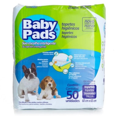Tapete Higiênico Baby Pads 60x60cm com 50 unidades