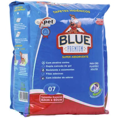 Tapete Higiênico Blue Premium 80x60cm com 7 unidades