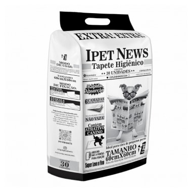 Tapete Higiênico Ipet News 60x60cm com 30 unidades