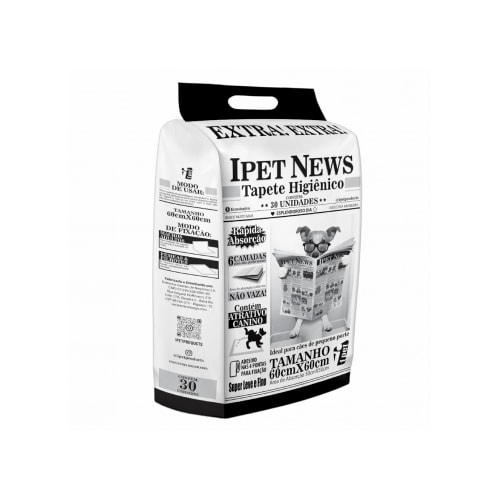Tapete Higiênico Ipet News 60x60cm com 30 unidades
