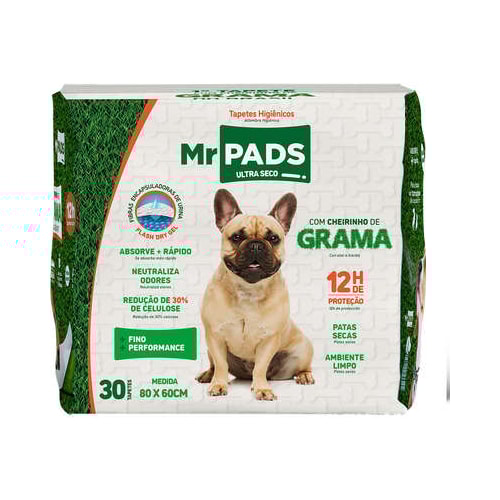 Tapete Higiênico Mr Pads Grama 80x60 com 30 unidades