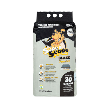 Tapete Higiênico Super Secão Black Premium 80x60cm com 30 unidades