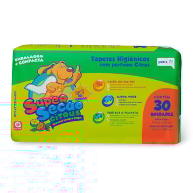 Tapete Higiênico Super Secão Citrus 80x60cm com 30 unidades