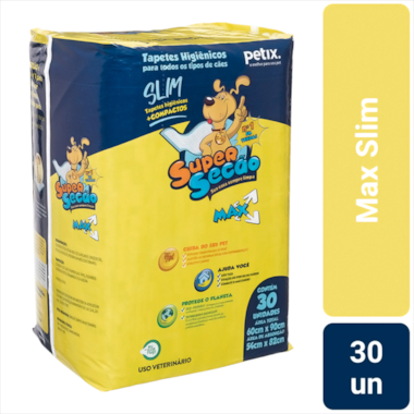 Tapete Higiênico Super Secão Max Slim 80x60cm com 30 unidades