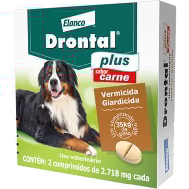 Vermífugo Drontal Plus Carne - Acima de 35kg - com 2 comprimidos