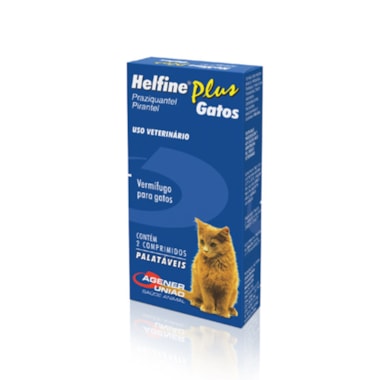 Vermífugo Helfine Plus Gatos com 2 comprimidos