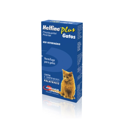 Vermífugo Helfine Plus Gatos com 2 comprimidos