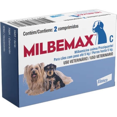 Vermífugo Milbemax Cães - Ate 5kg - com 2 comprimidos