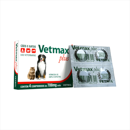 Vermífugo Vetmax Plus com 4 comprimidos