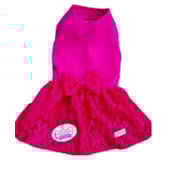 Vestido Club Pet Tactel com Saia e Laço Grande