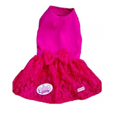 Vestido Club Pet Tactel com Saia e Laço Grande