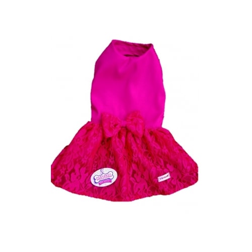 Vestido Club Pet Tactel com Saia e Laço Grande