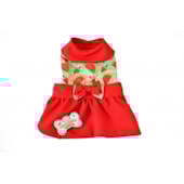 Vestido Club Pet Tricoline com Saia Vermelha Pequeno